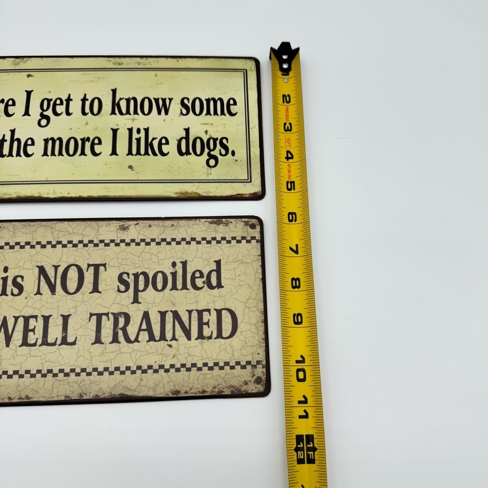 Set Of (2) Metal/Tin Retro Sign 12" X 5" Dog Themed Signs - Picture 2 of 4